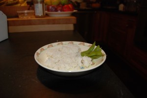 DSC_0006 bunny plate with rice & edamame