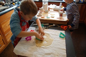 Ben cutting cookies Ben cutting out cookies